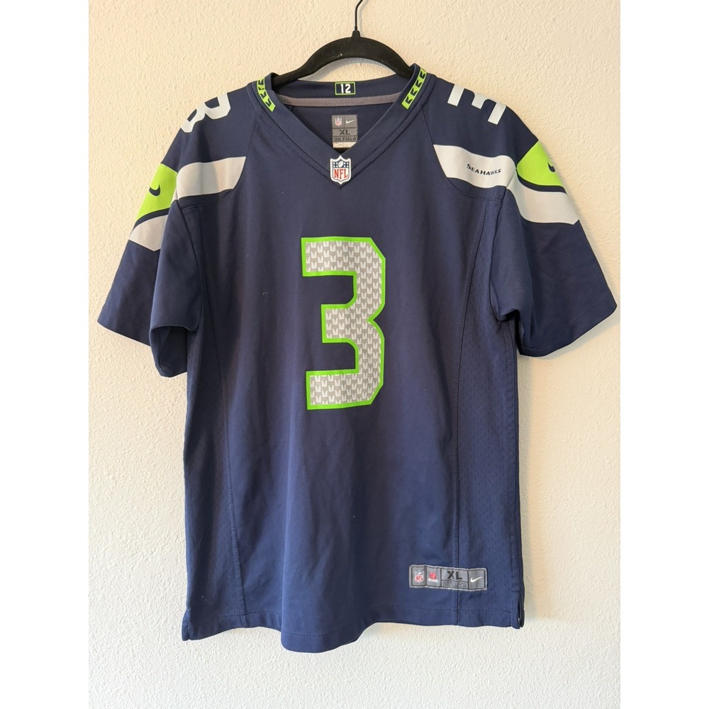 Nike Seattle Seahawks Russell Wilson Jersey Boys Youth XL 18/20 Navy
